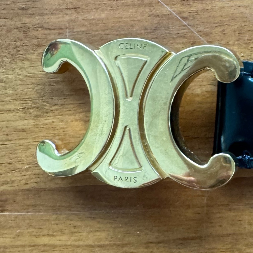 Celine Triomphe Patent Leather Belt | Black| Size 80 - Picture 12 of 12